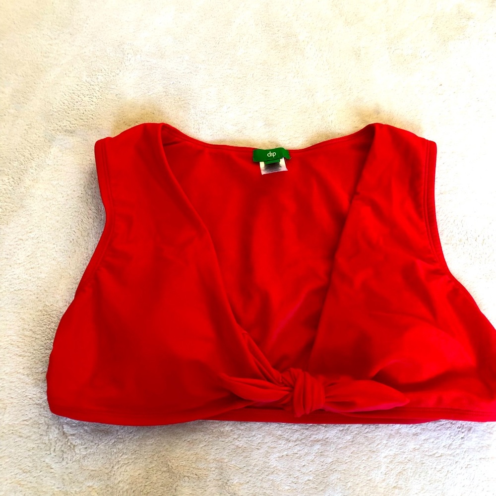 Dip Red Tie Front Bikini Top